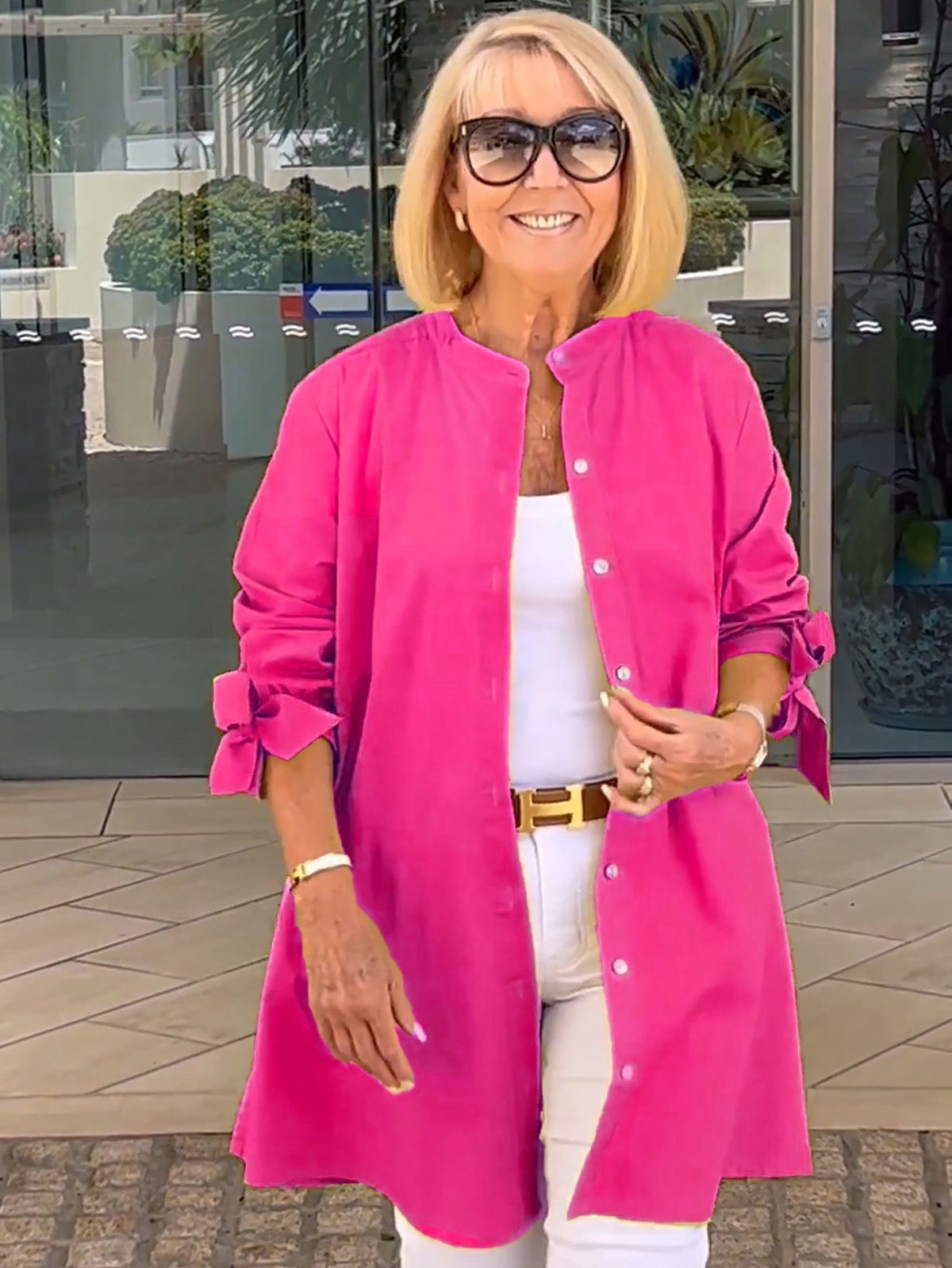 VESTE CHEMISE MANCHES NOUÉES POUR FEMME