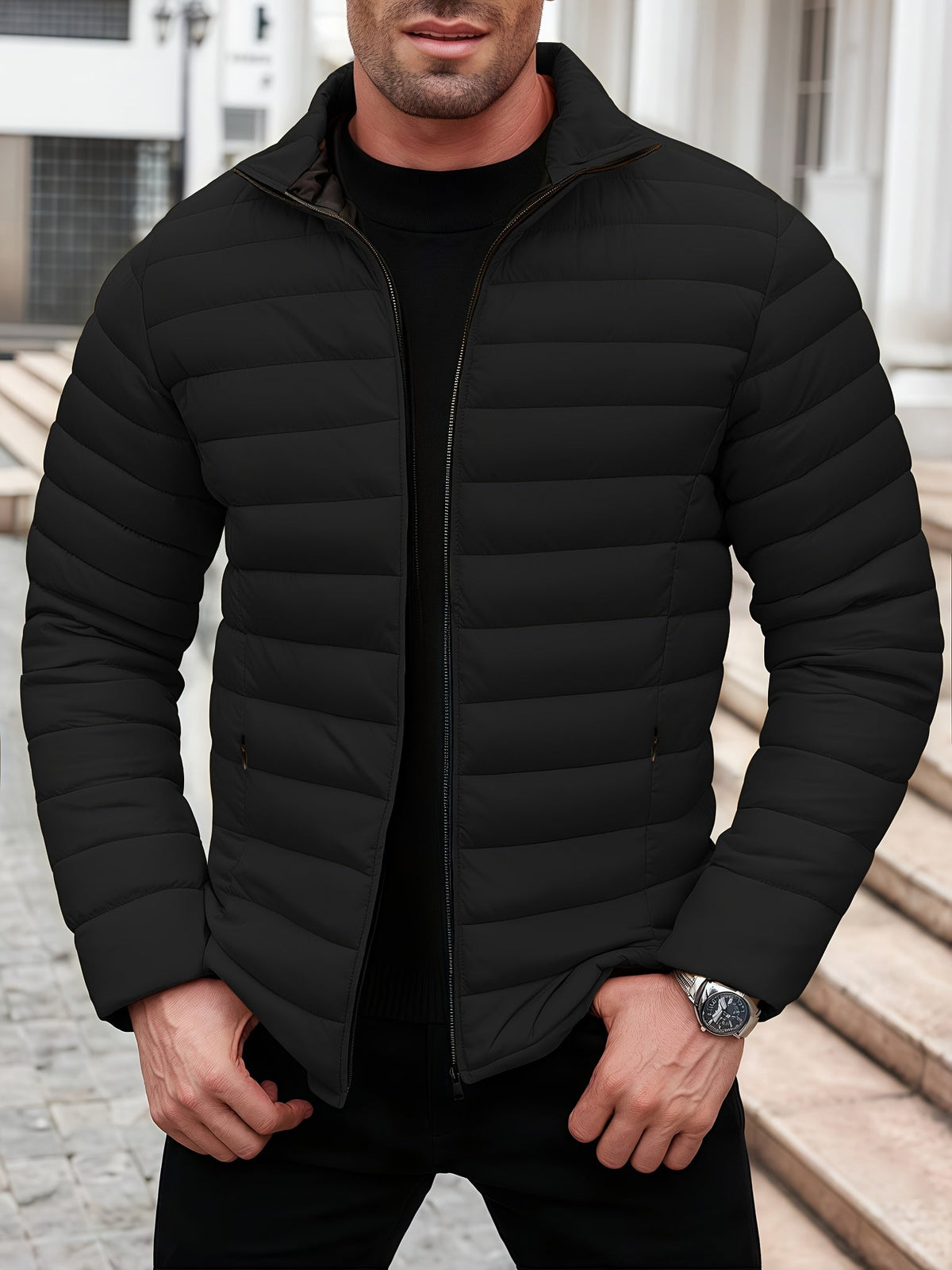 BLOUSON MATELASSÉ COL MONTANT POUR HOMME