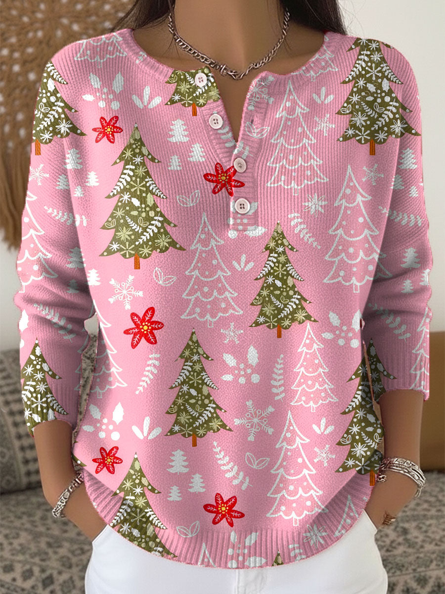 PULL DE NOËL COL BOUTONNÉ POUR FEMME