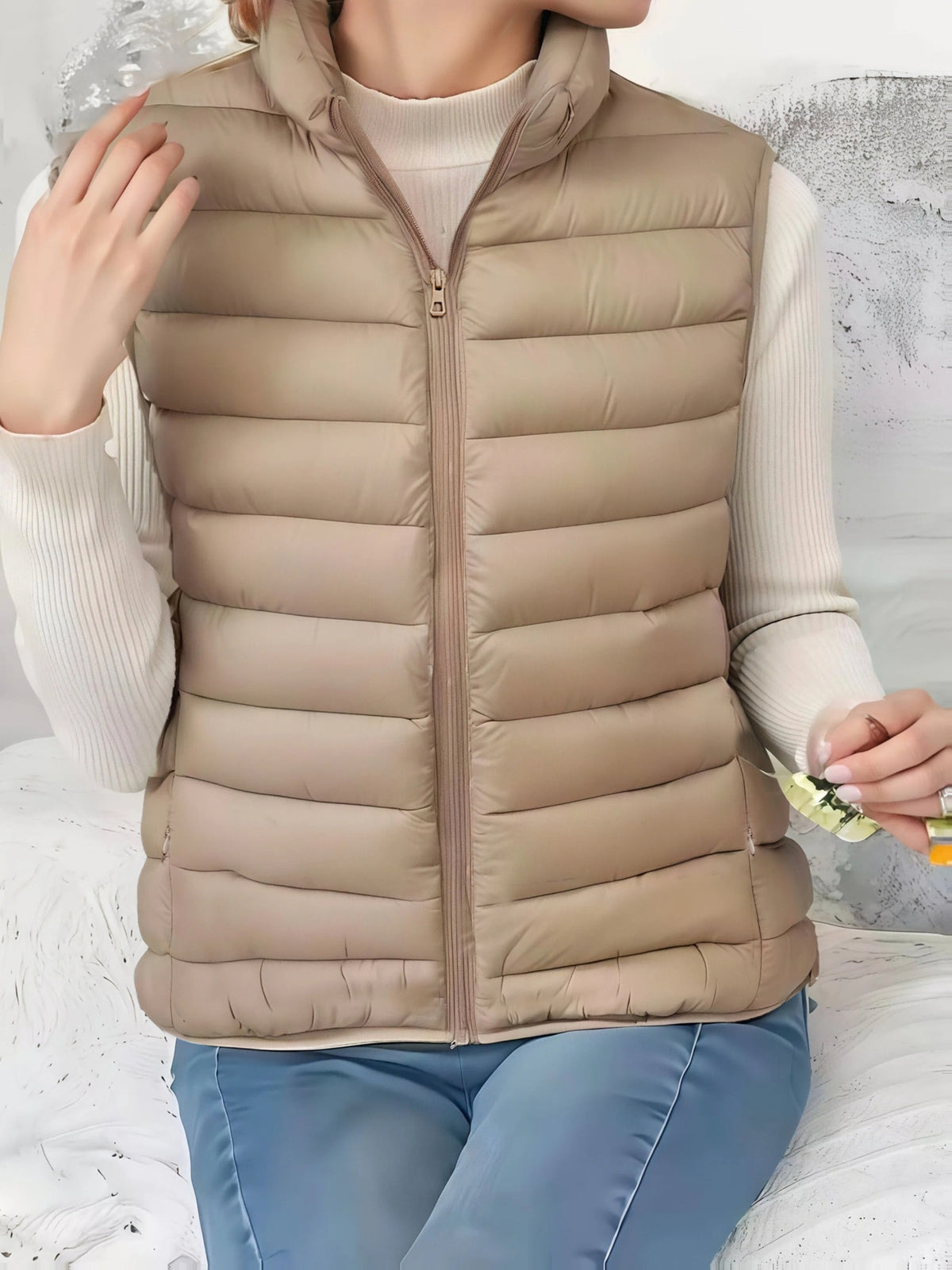 Gilet Femme Sans Manches Matelassé Col Montant