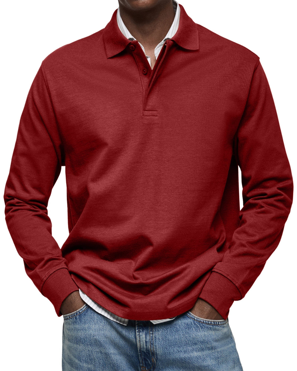 POLO MANCHES LONGUES COL BOUTONNÉ POUR HOMME