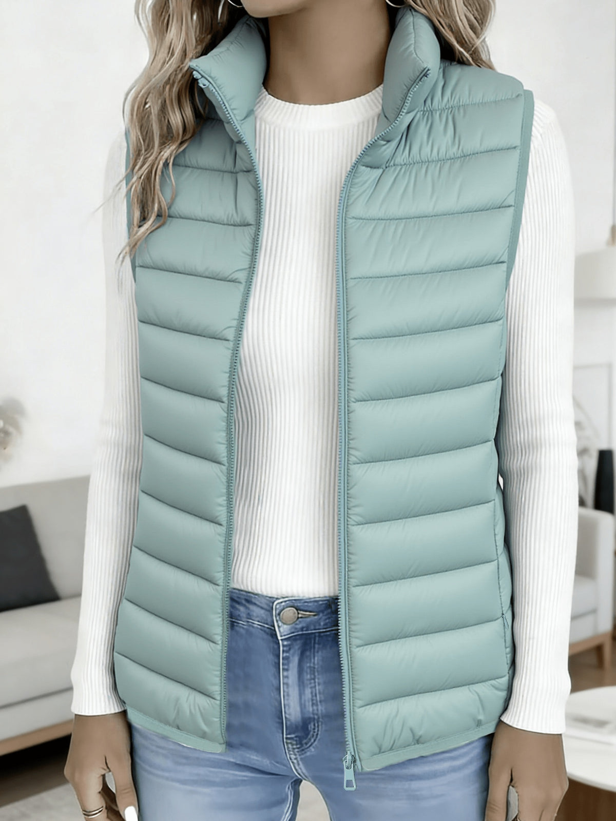 Gilet Femme Sans Manches Matelassé Col Montant
