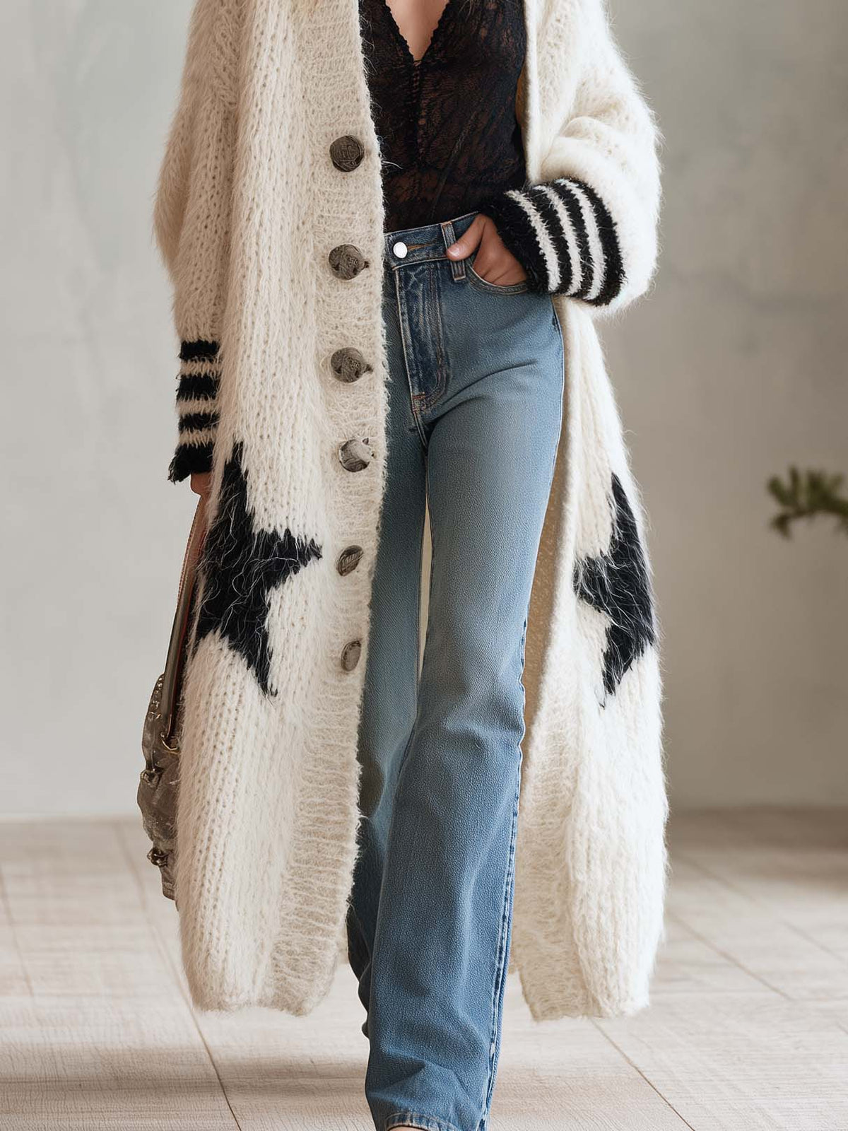 GILET POUR FEMME ÉTOILES IVOIRE