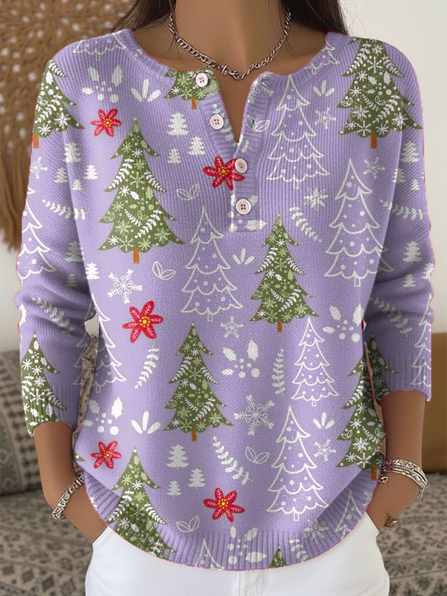 PULL DE NOËL COL BOUTONNÉ POUR FEMME