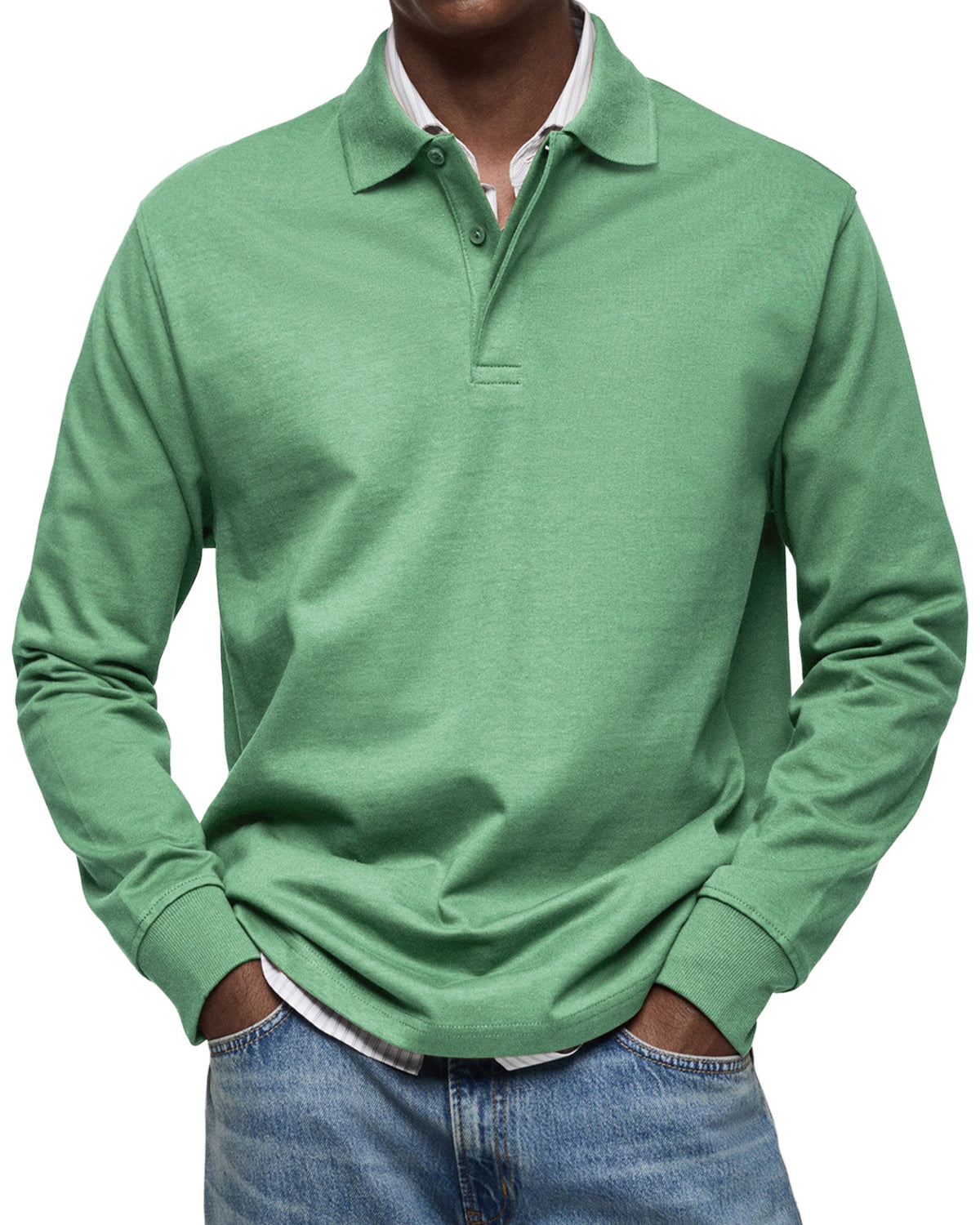 POLO MANCHES LONGUES COL BOUTONNÉ POUR HOMME