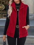 GILET PELUCHE ZIP POUR GILET FEMME SANS MANCHES