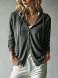 GILET POUR FEMME À CAPUCHE BOUTONNÉ
