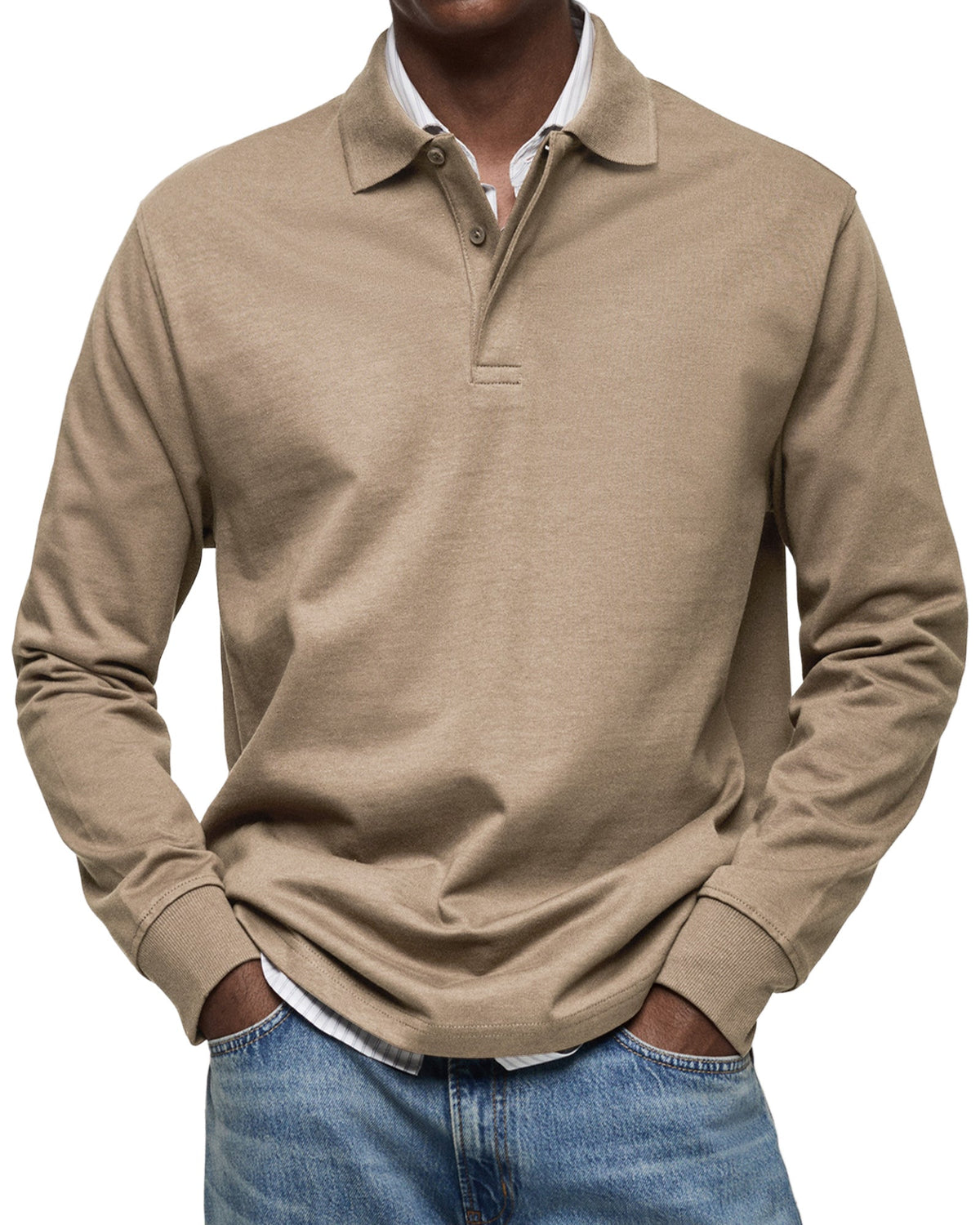 POLO MANCHES LONGUES COL BOUTONNÉ POUR HOMME