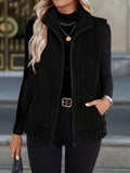 GILET PELUCHE ZIP POUR GILET FEMME SANS MANCHES