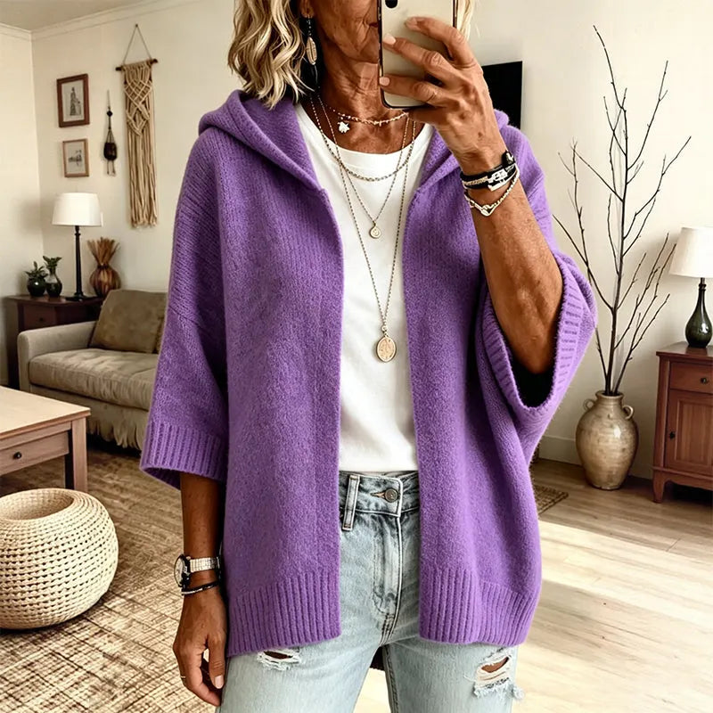CARDIGAN CAPUCHE MAILLE AMPLE POUR FEMME