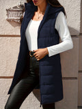 Gilet Femme Sans Manches Long à Capuche