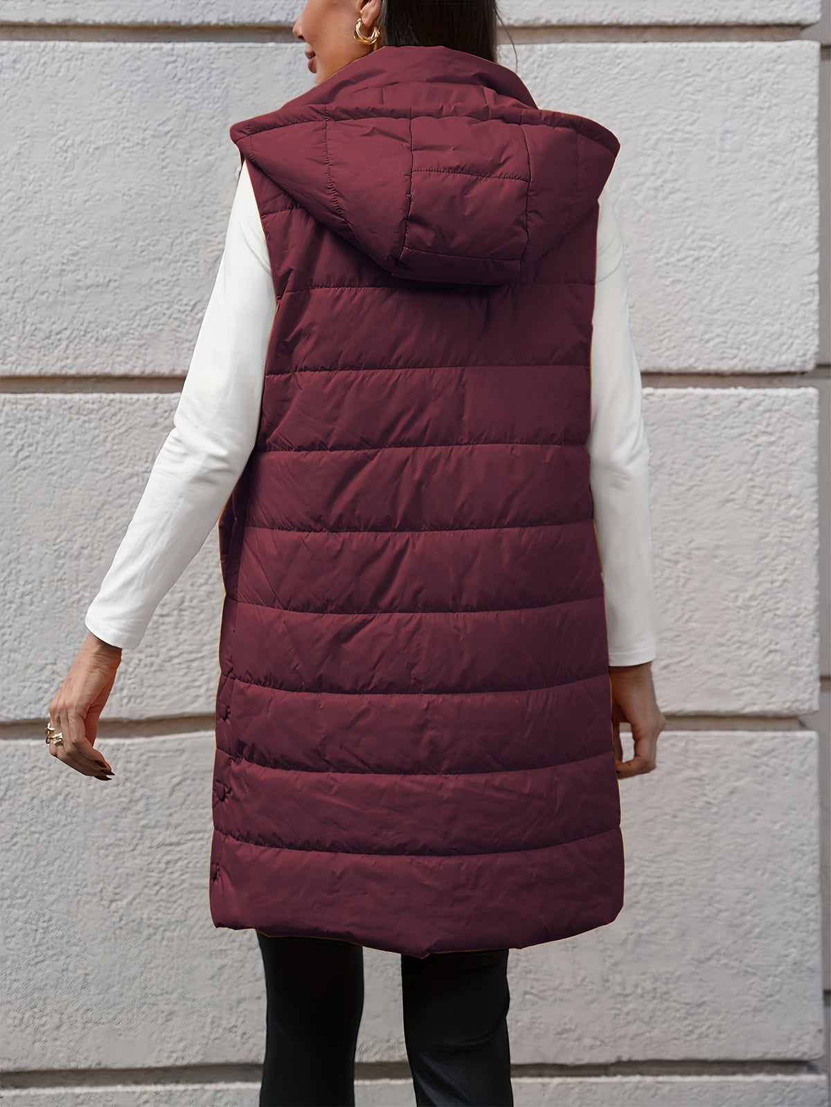 Gilet Femme Sans Manches Long à Capuche