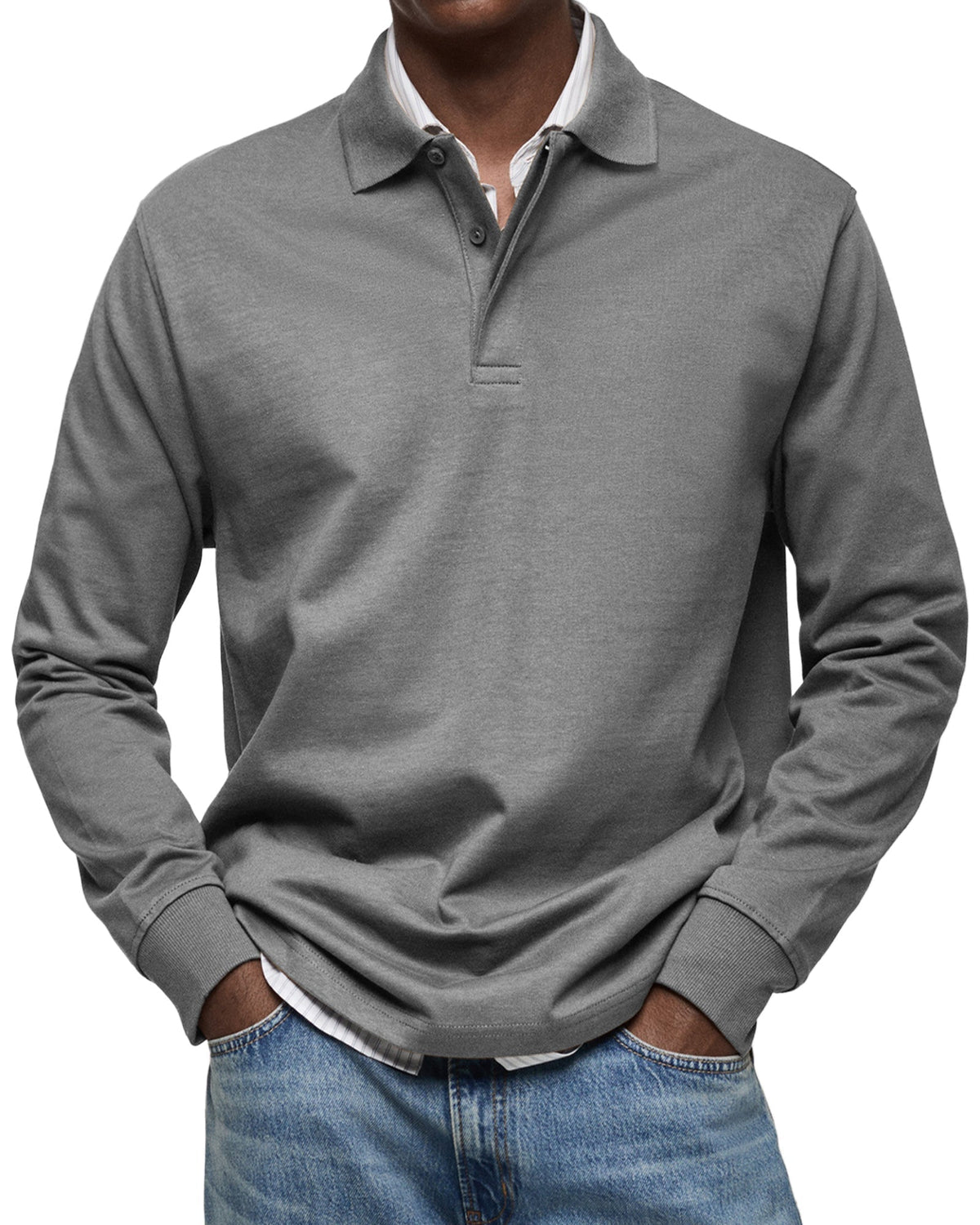 POLO MANCHES LONGUES COL BOUTONNÉ POUR HOMME