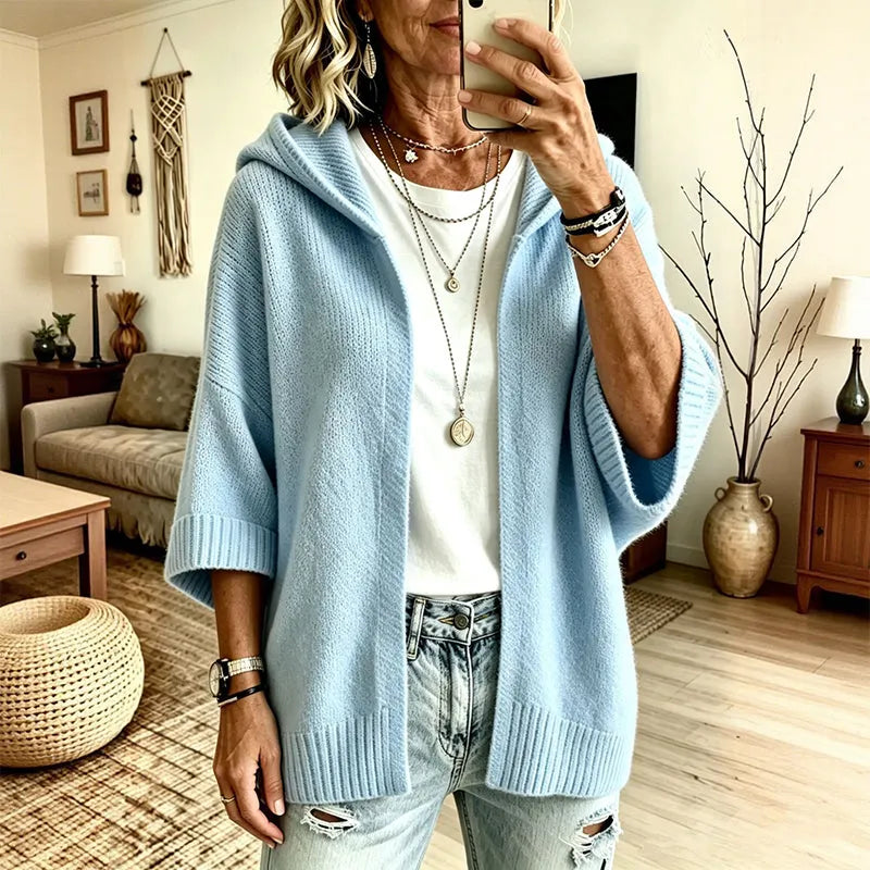 CARDIGAN CAPUCHE MAILLE AMPLE POUR FEMME