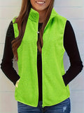Gilet Femme Sans Manches en Peluche Zippé