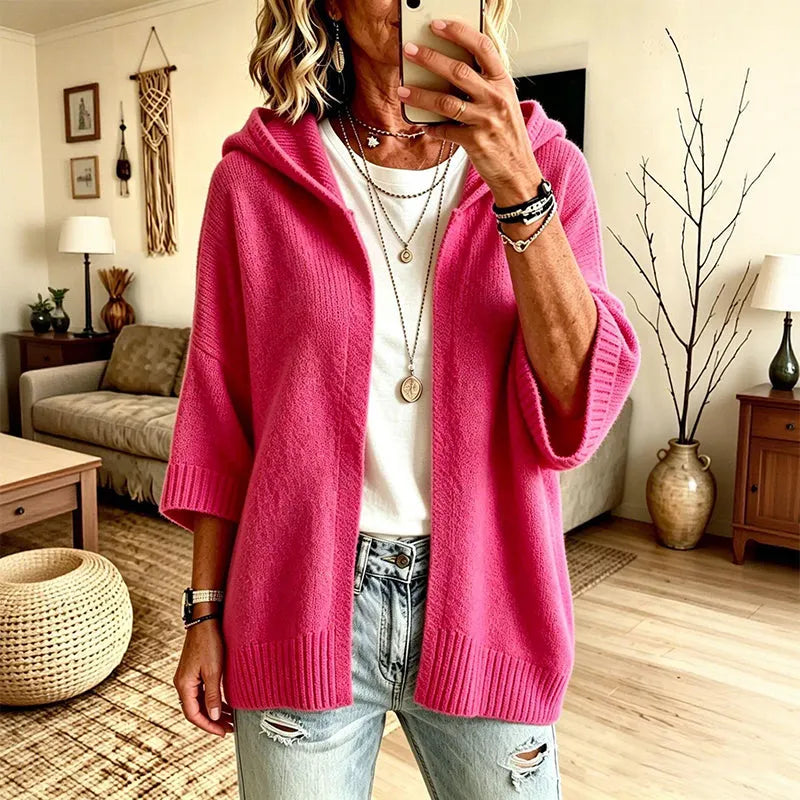 CARDIGAN CAPUCHE MAILLE AMPLE POUR FEMME