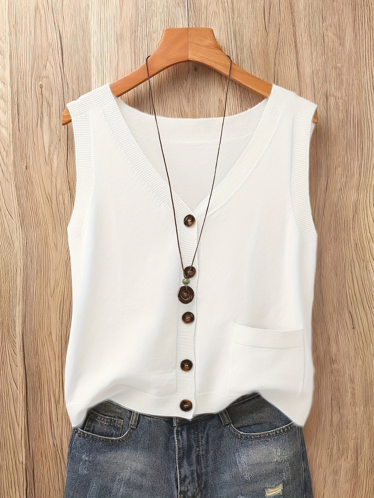 GILET FEMME SANS MANCHE BOUTONNÉ POCHE
