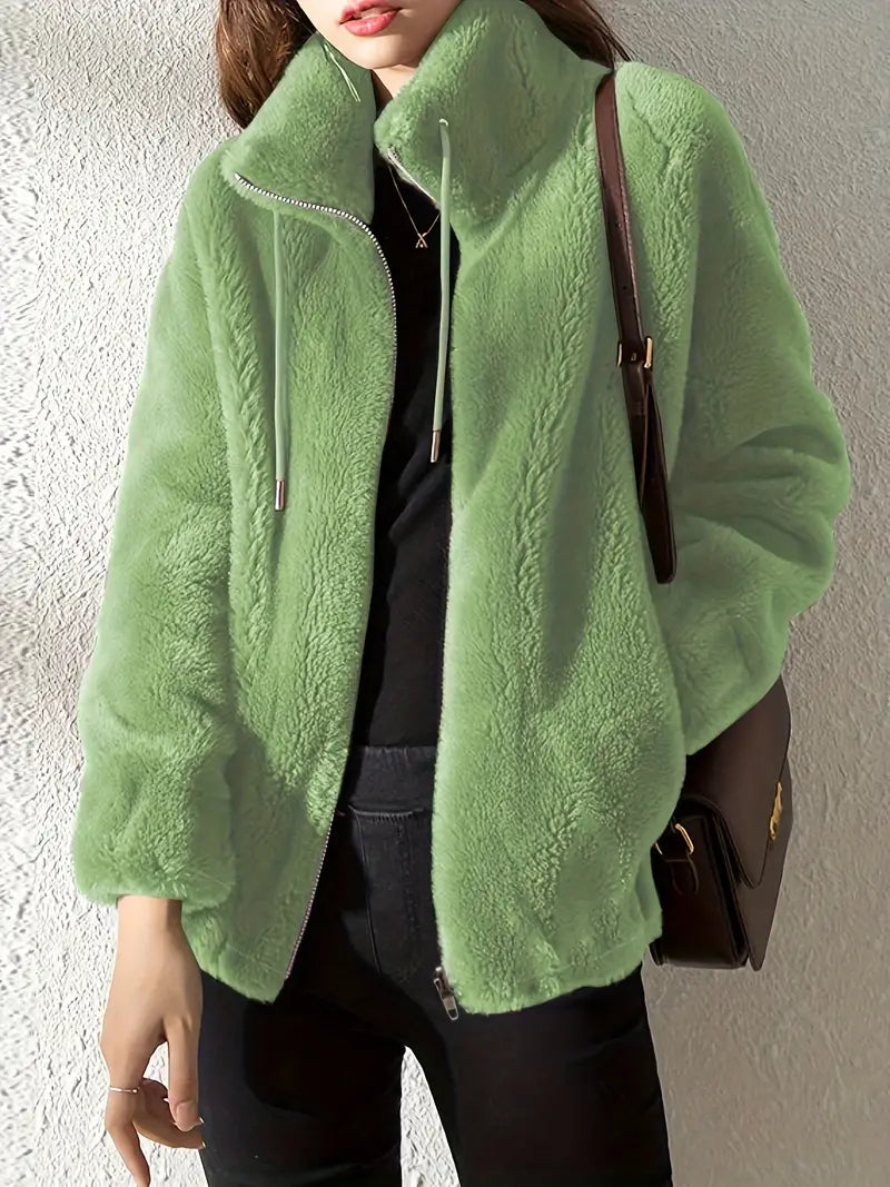 VESTE TEDDY ZIPPÉE POUR FEMME