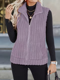 GILET PELUCHE ZIP POUR GILET FEMME SANS MANCHES