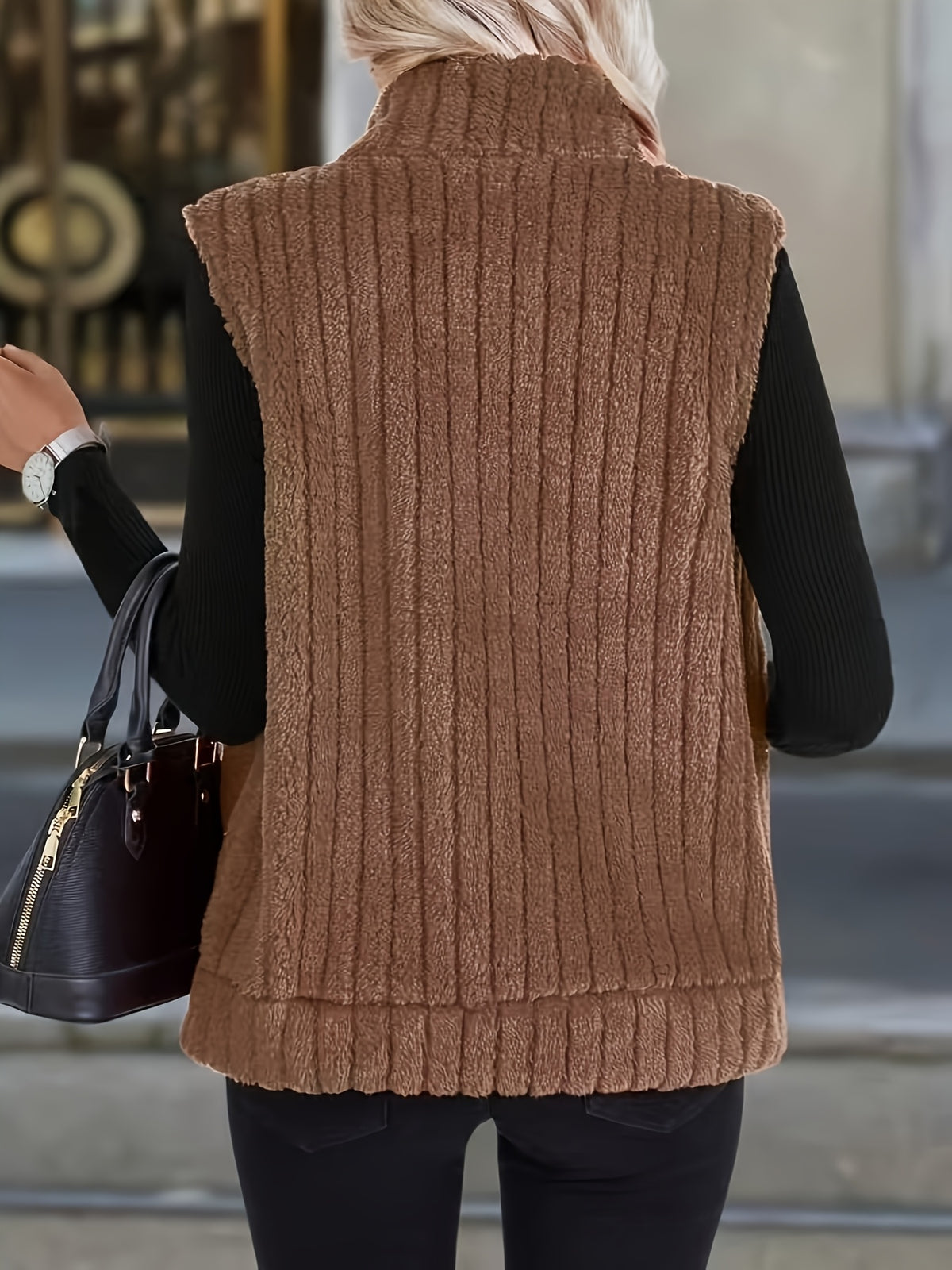 GILET PELUCHE ZIP POUR GILET FEMME SANS MANCHES