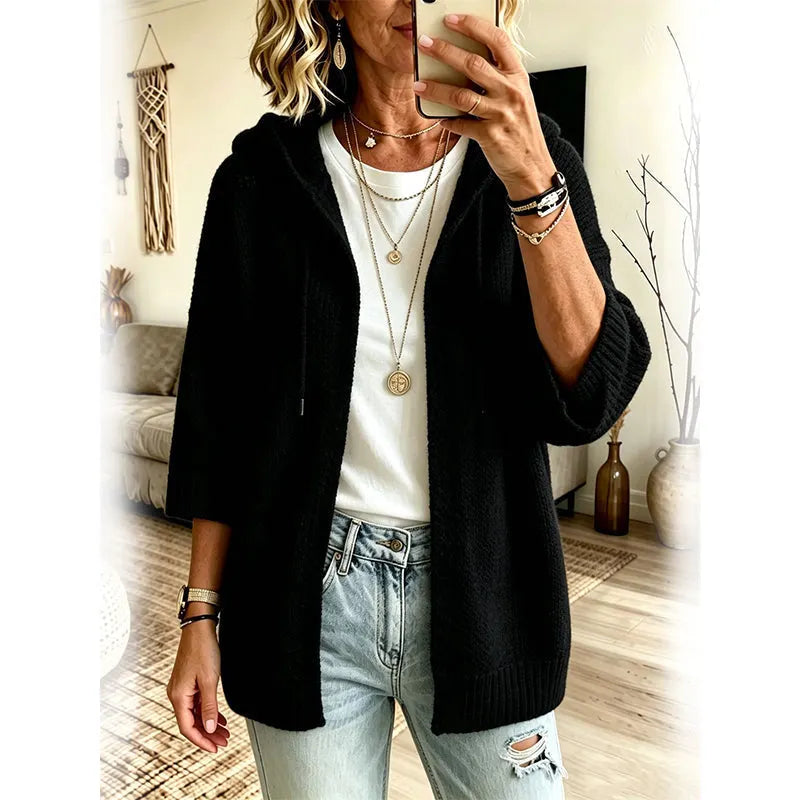 CARDIGAN CAPUCHE MAILLE AMPLE POUR FEMME