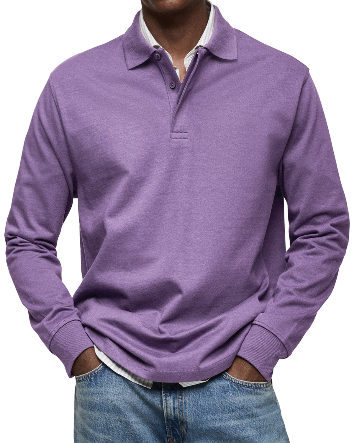 POLO MANCHES LONGUES COL BOUTONNÉ POUR HOMME