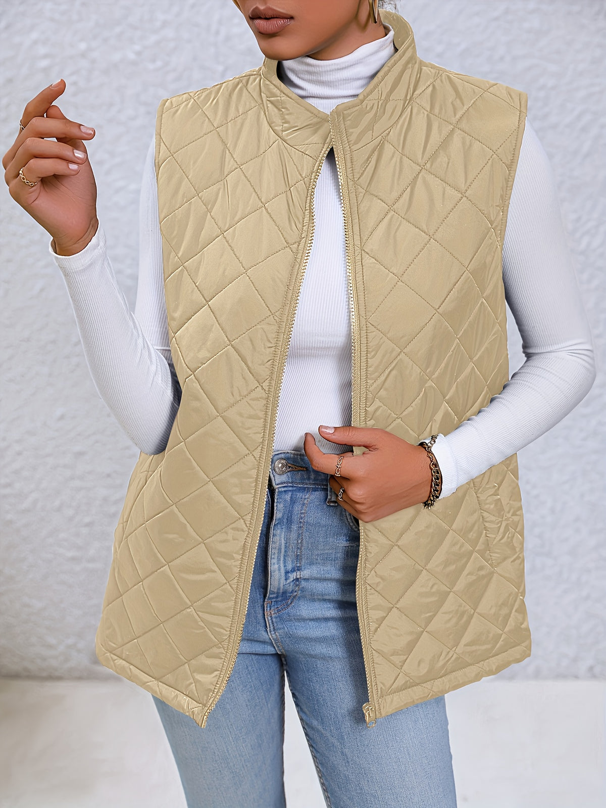 Gilet Femme Sans Manches Matelassé Col Montant