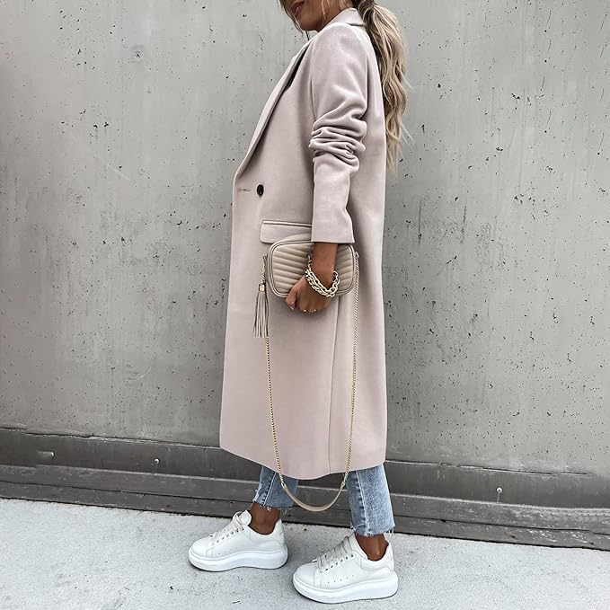 Annika | Manteau Long Croisé Femme Col Cranté