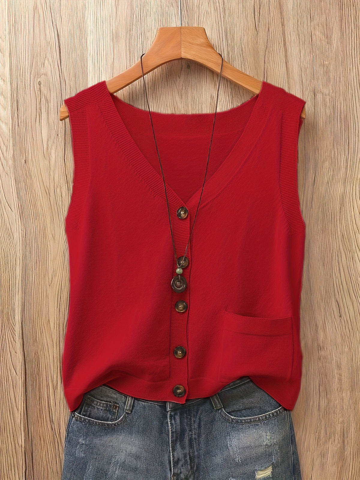 GILET FEMME SANS MANCHE BOUTONNÉ POCHE