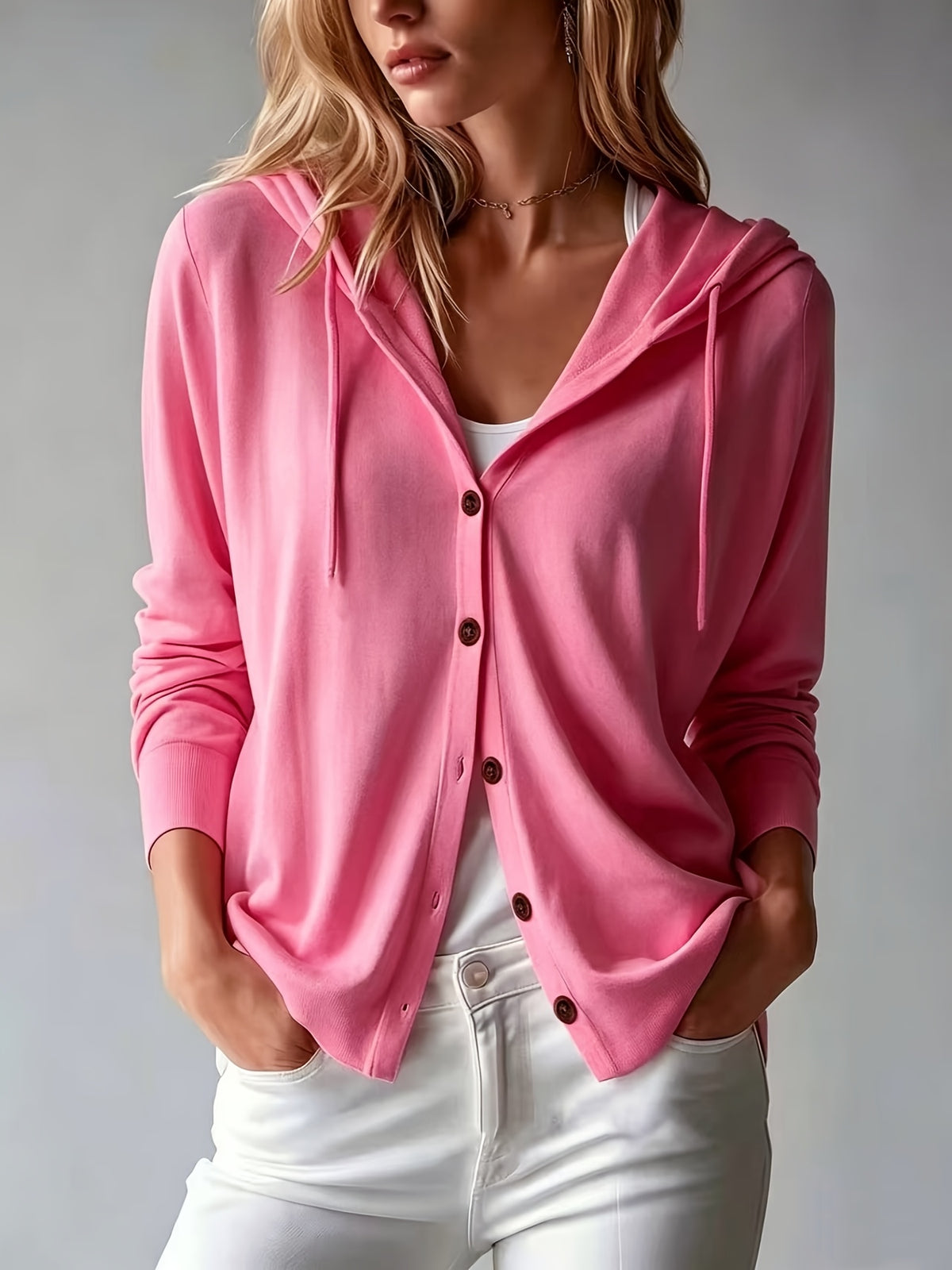 GILET POUR FEMME À CAPUCHE BOUTONNÉ