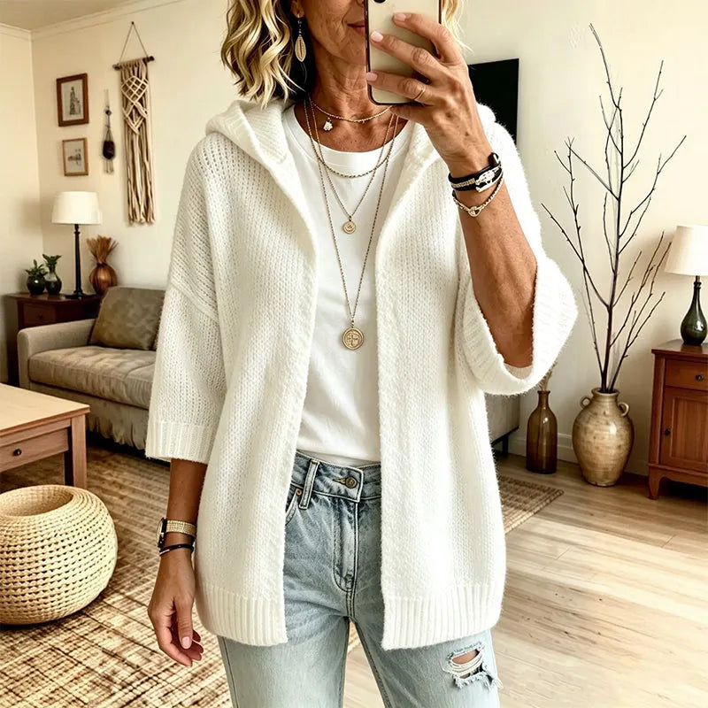 CARDIGAN CAPUCHE MAILLE AMPLE POUR FEMME