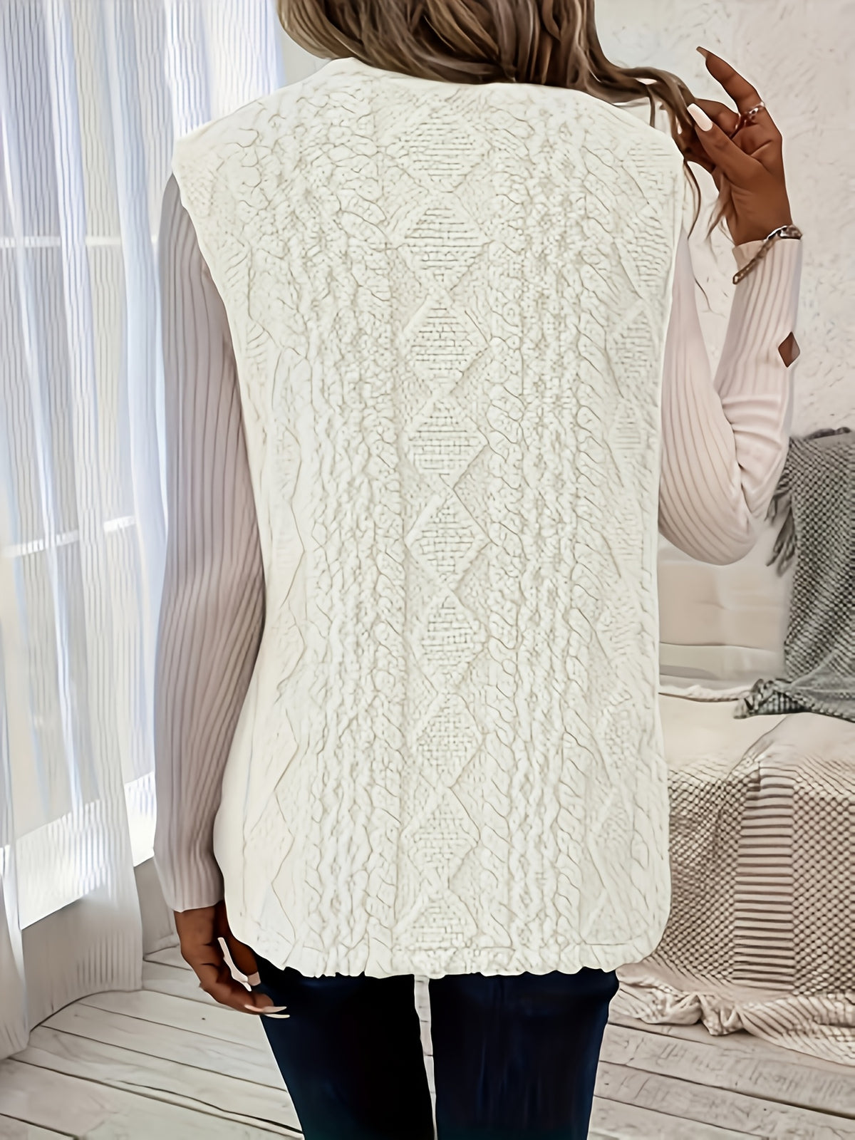Gilet femme sans manches texturé pour la mi-saison