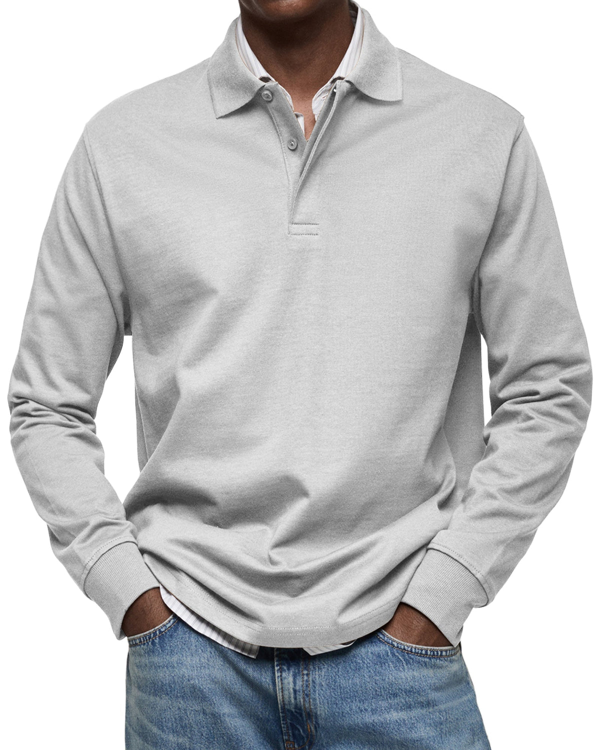 POLO MANCHES LONGUES COL BOUTONNÉ POUR HOMME