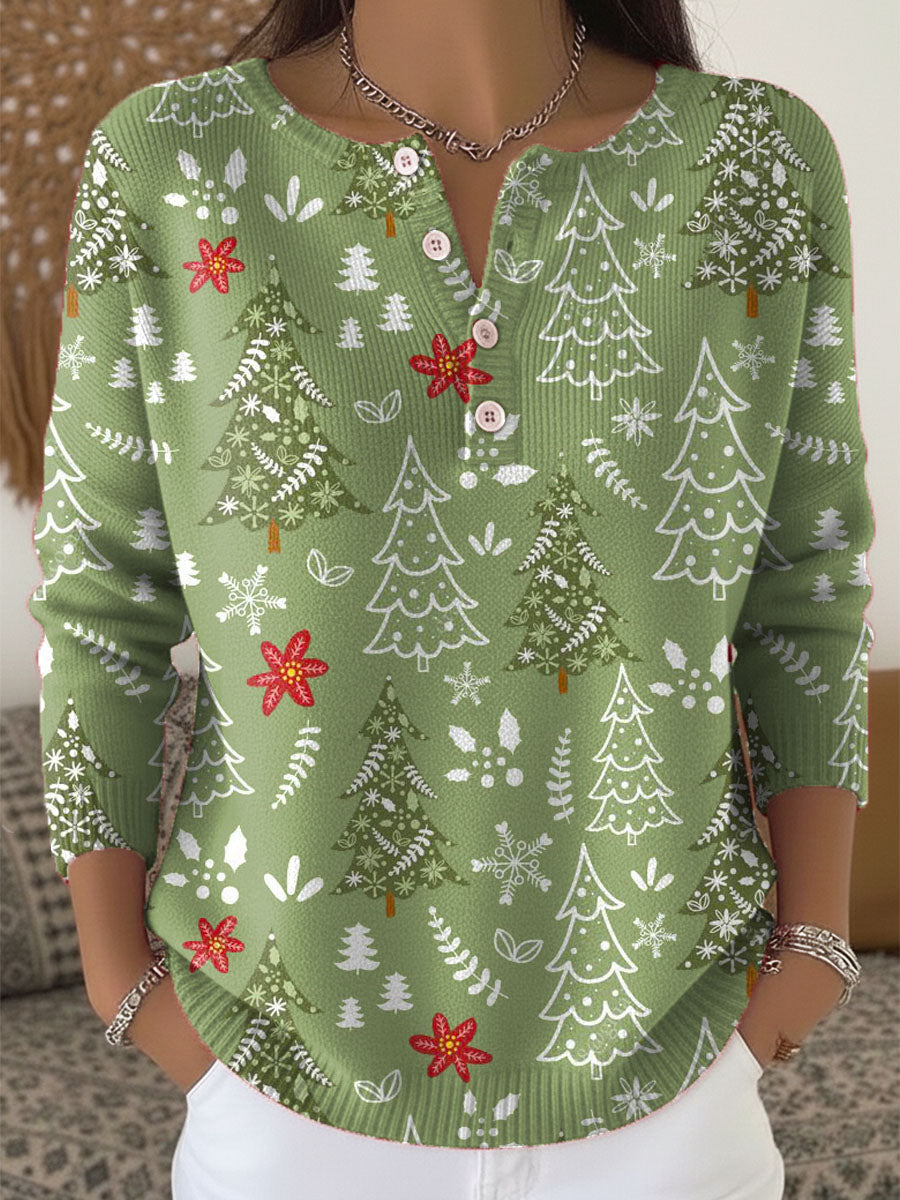 PULL DE NOËL COL BOUTONNÉ POUR FEMME