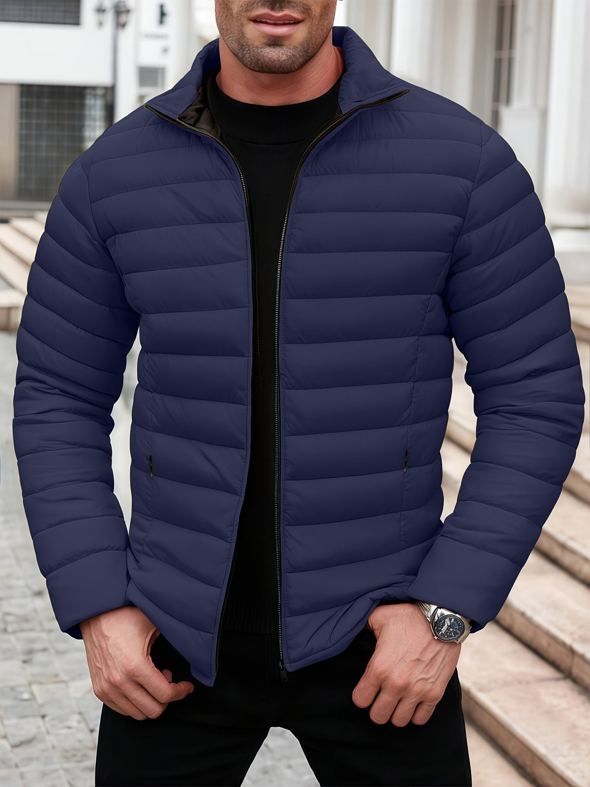 BLOUSON MATELASSÉ COL MONTANT POUR HOMME