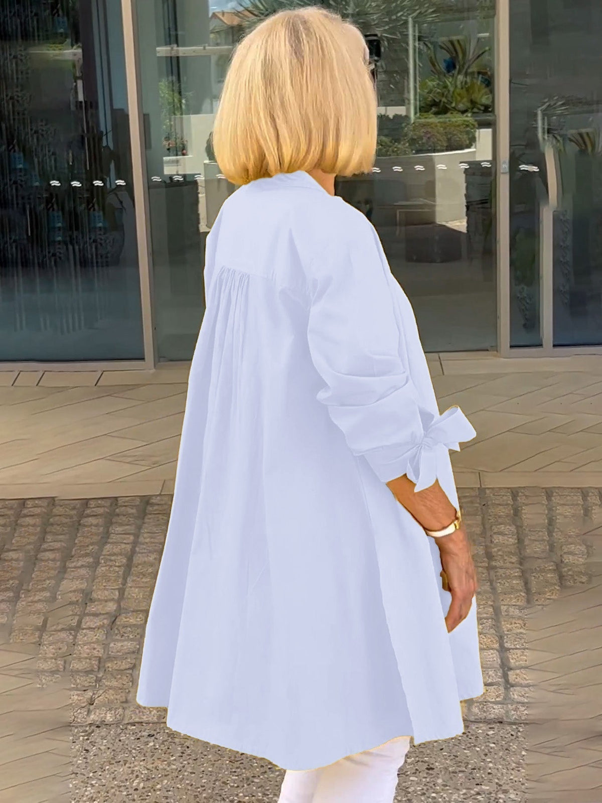 VESTE CHEMISE MANCHES NOUÉES POUR FEMME