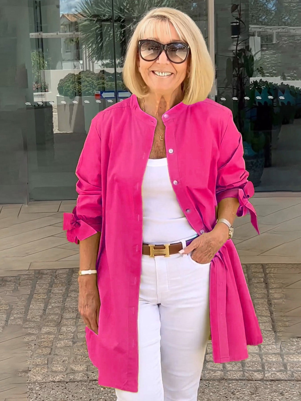 VESTE CHEMISE MANCHES NOUÉES POUR FEMME