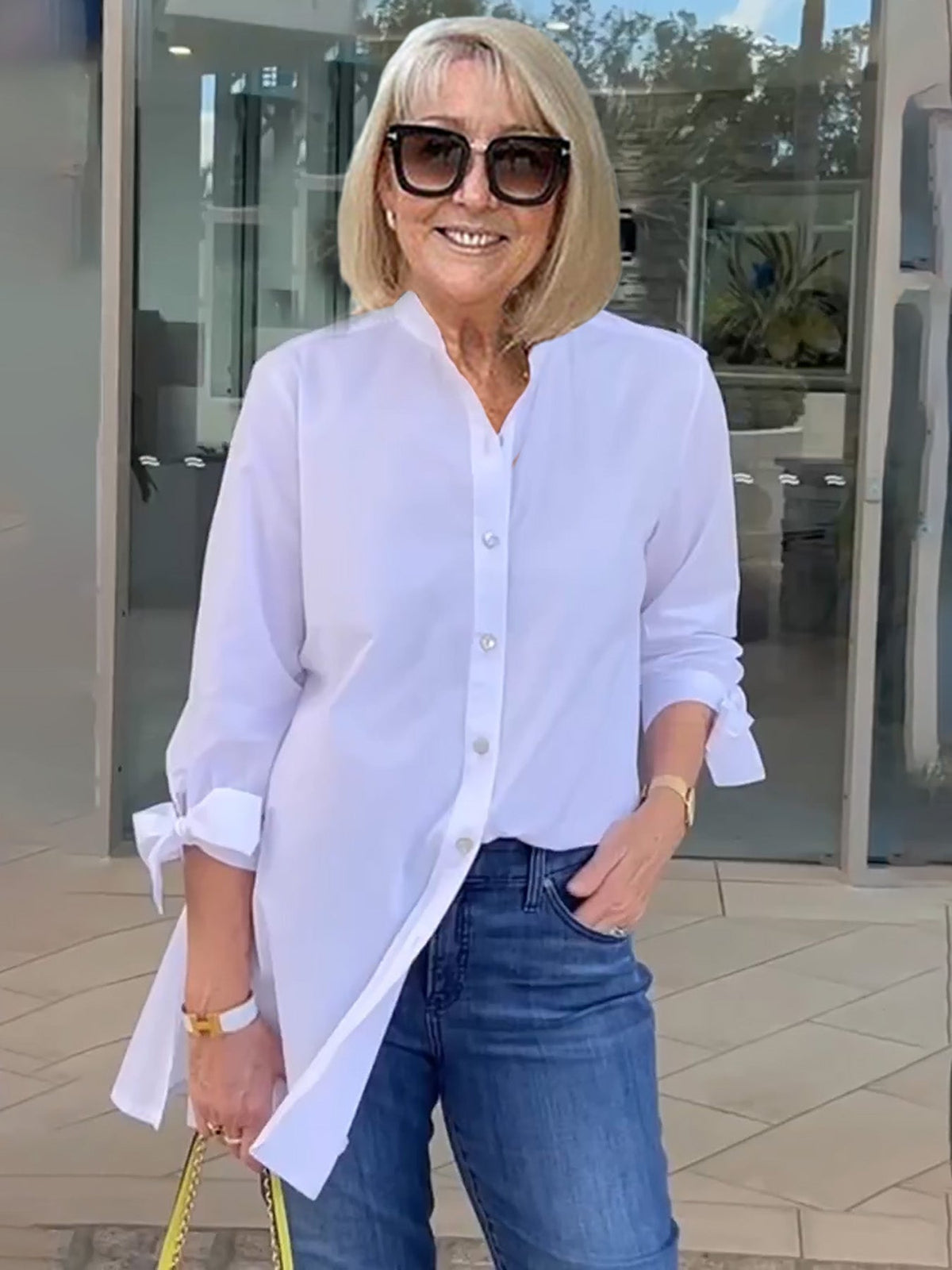 VESTE CHEMISE MANCHES NOUÉES POUR FEMME