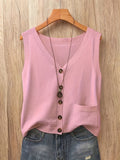 GILET FEMME SANS MANCHE BOUTONNÉ POCHE