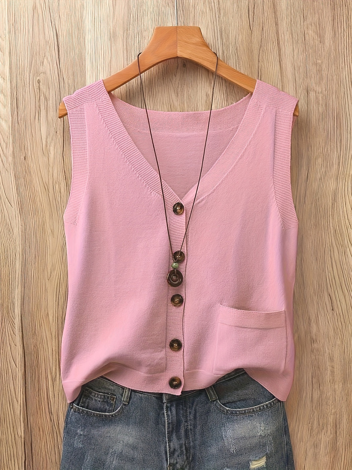 GILET FEMME SANS MANCHE BOUTONNÉ POCHE