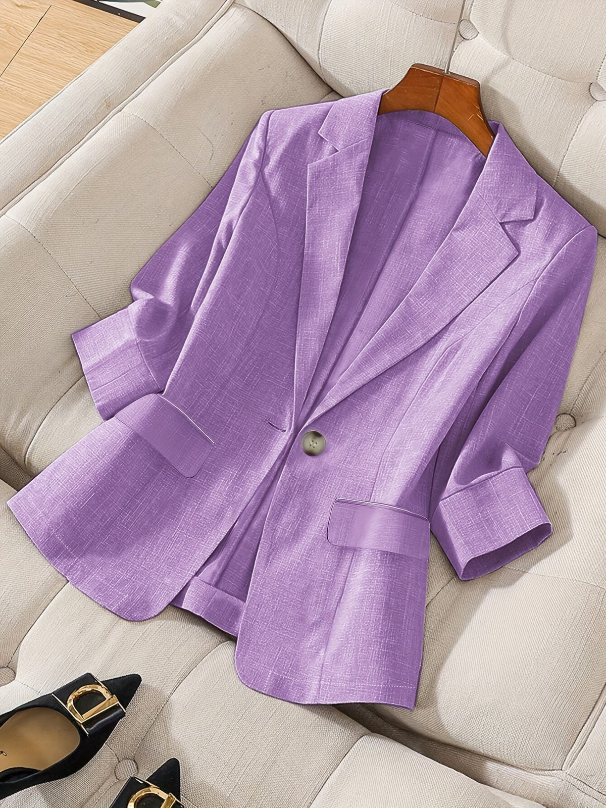 BLAZER CINTRÉ COL CRANTÉ POUR FEMME