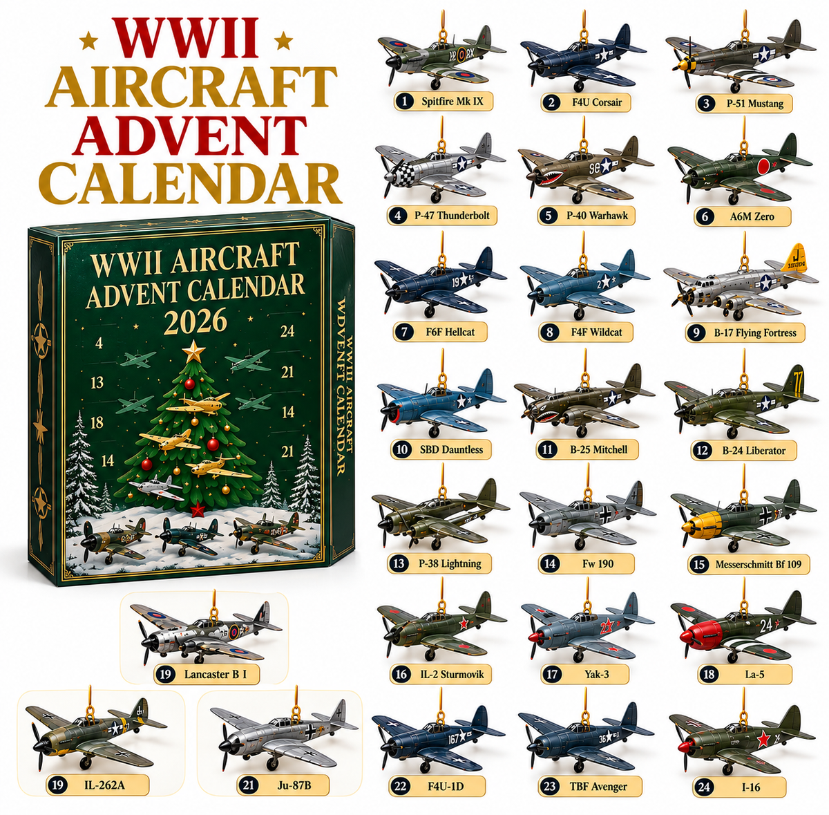 Calendriers de l'Avent cadeaux de Noël - Calendrier Avions Guerre