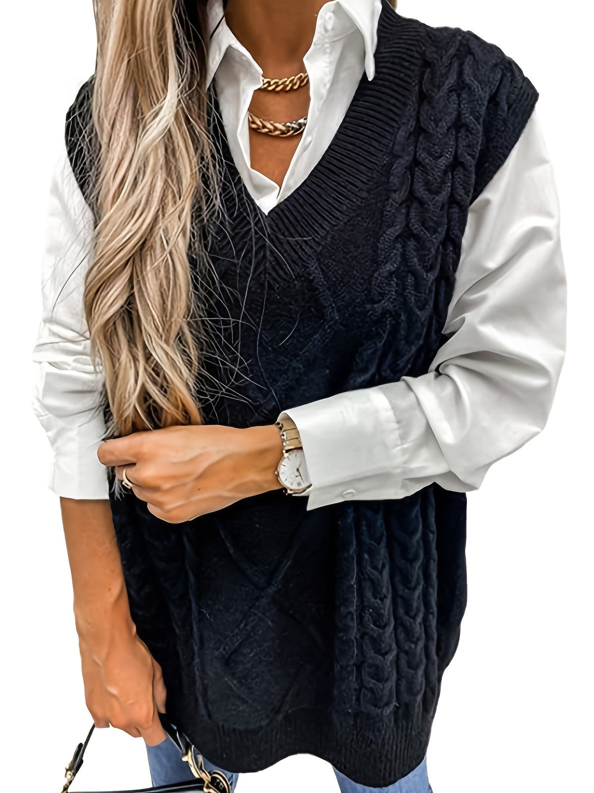 GILET TORSADÉ COL V GILET FEMME SANS MANCHE