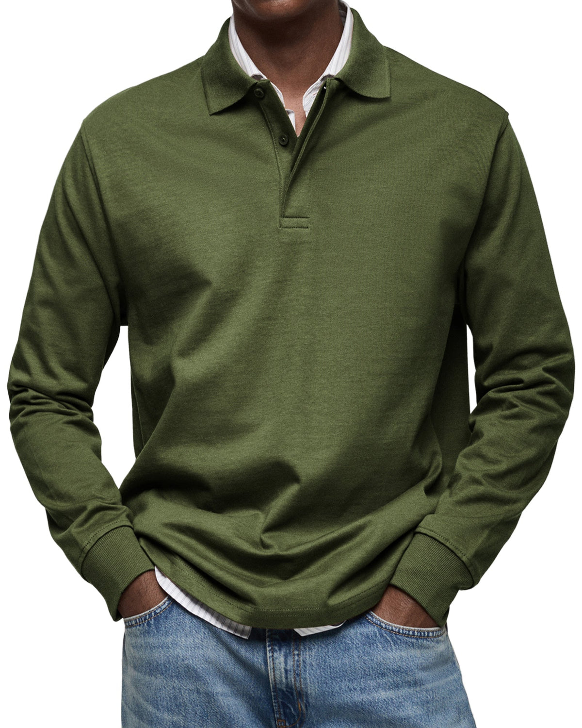 POLO MANCHES LONGUES COL BOUTONNÉ POUR HOMME