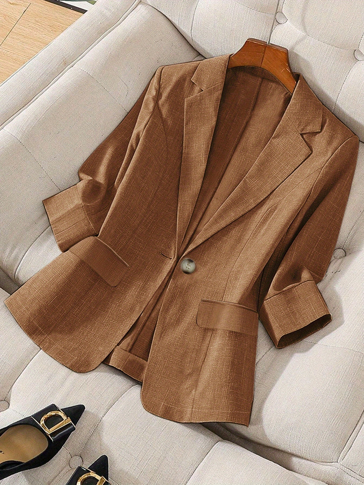 BLAZER CINTRÉ COL CRANTÉ POUR FEMME