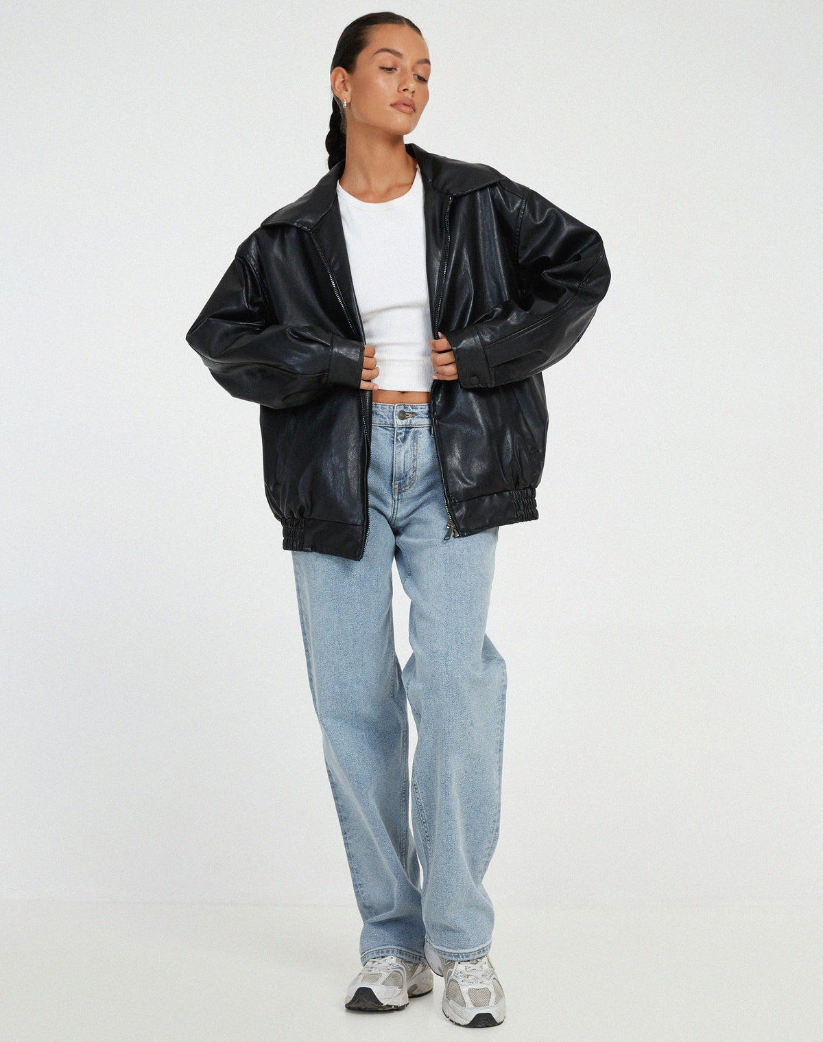 VESTE AMBRE VESTES EN CUIR EFFET DAIM OVERSIZE POUR FEMME