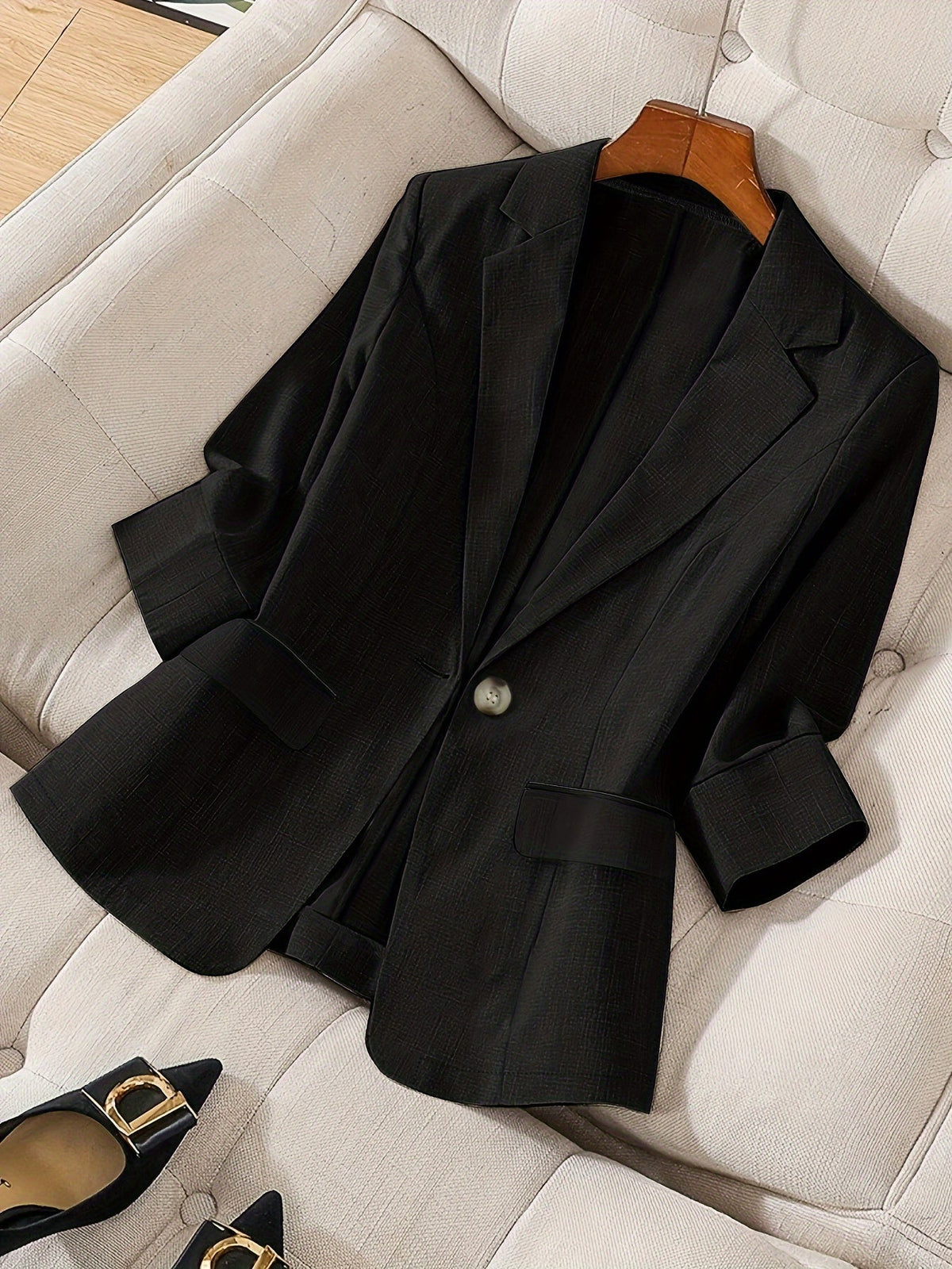BLAZER CINTRÉ COL CRANTÉ POUR FEMME