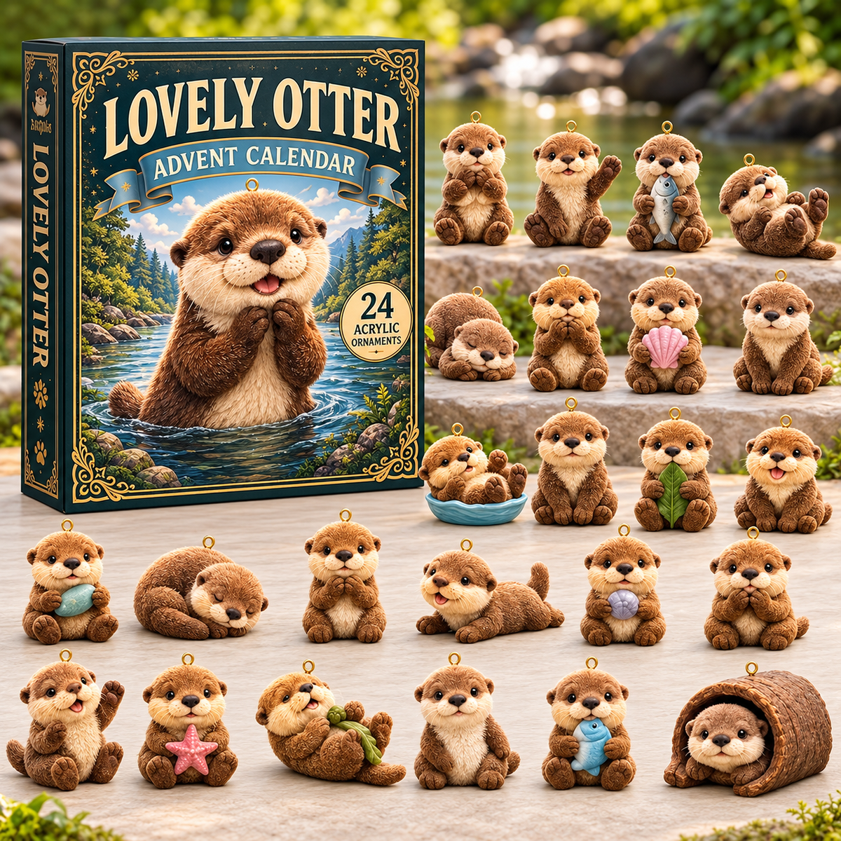 Calendriers de l'Avent Cadeaux de Noël - Loutre 24 Ornements Pour