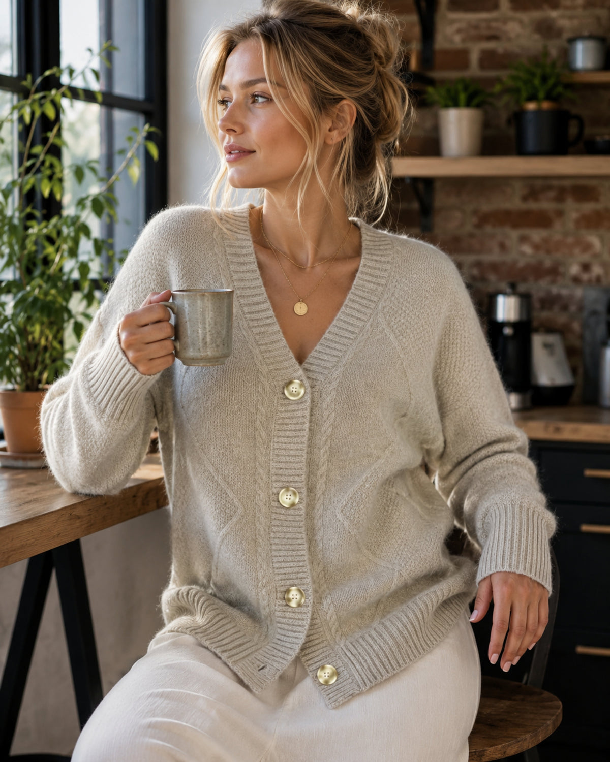 GILET BOUTONNÉ MANCHES LONGUES POUR FEMME