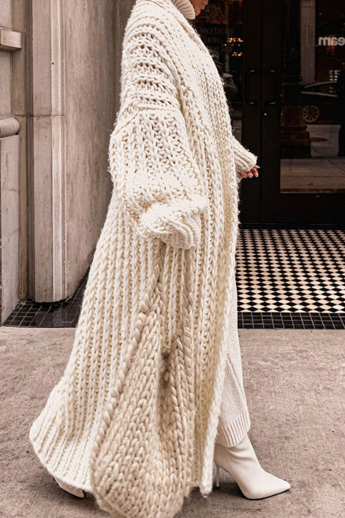 CARDIGAN LONG MAILLE ÉPAISSE GILET POUR FEMME